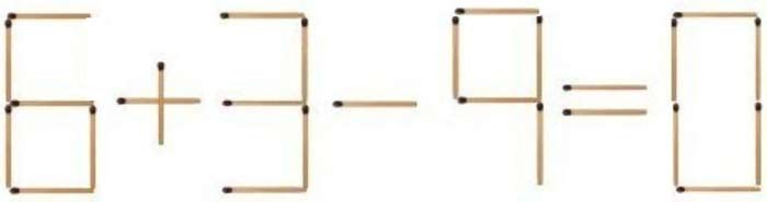 میتونی تو ۱۰ ثانیه یه دونه چوب کبریت جابجا کنی تا معادله ۰=۴-۳+۸ برقرار بشه!